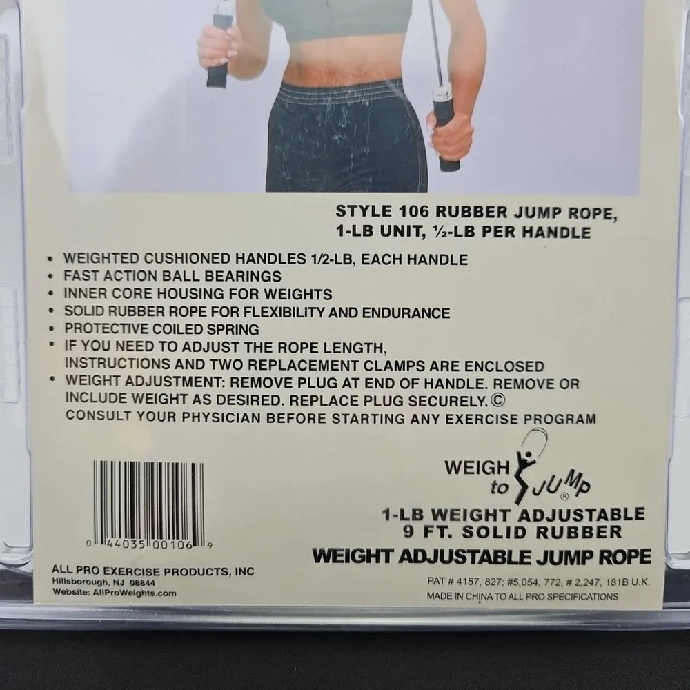 All Pro Weight Adjustable Jump Rope, 1 Lb Unit,‎ 1/2lb Each Handle, 9 Ft